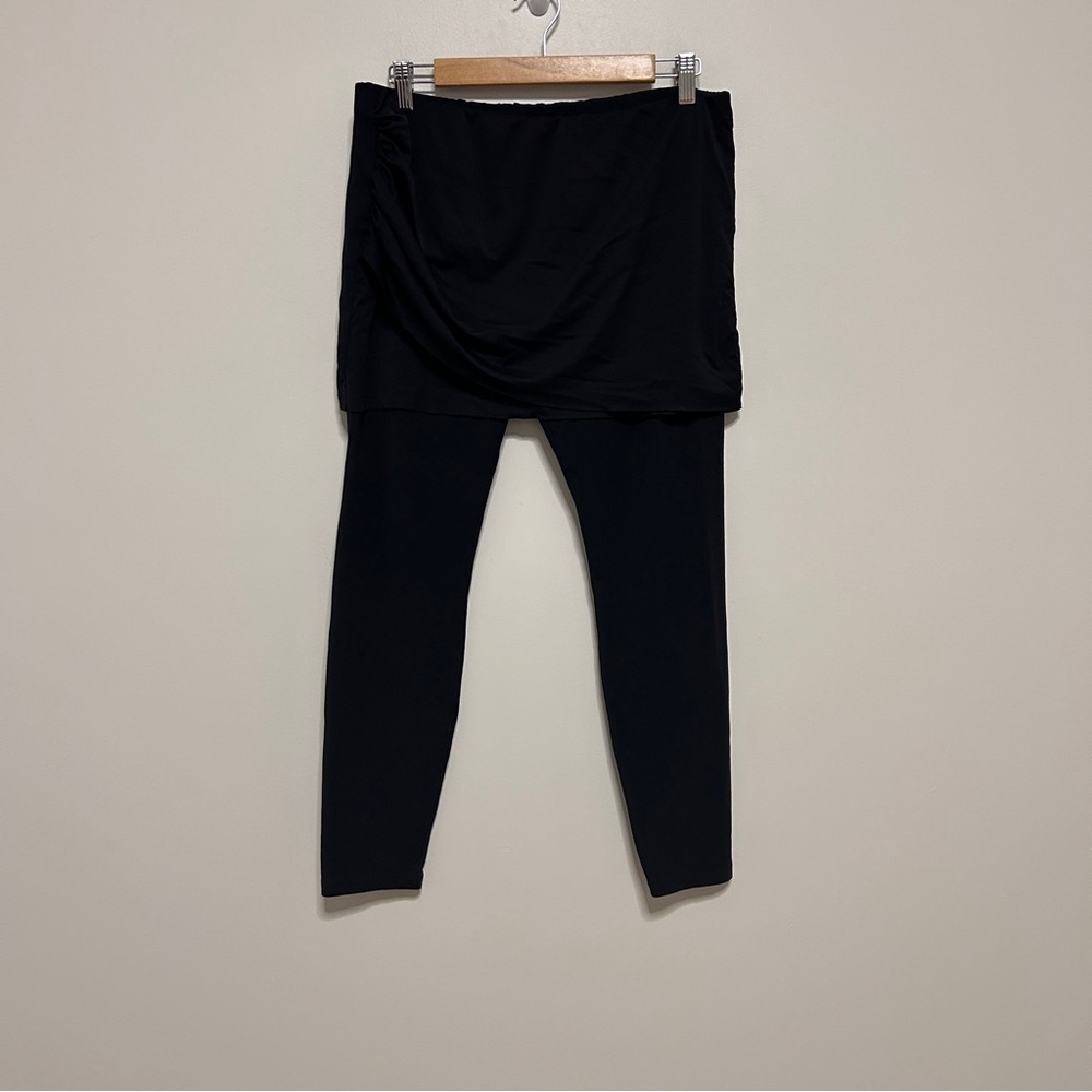 CABI Crossover Skirted Leggings Womens Large Black Unique